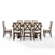 Pemberly Row Contemporary 9-Piece Dining Table Set in Dark Oak/Creme