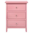 Pemberly Row Engineered Wood Contemporary 3-Drawer Nightstand in Pink