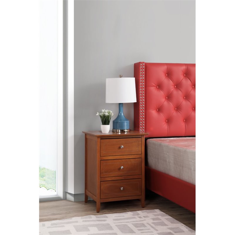 Pemberly Row Engineered Wood Transitional 3-Drawer Nightstand in Oak