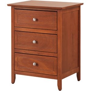 Pemberly Row Engineered Wood Transitional 3-Drawer Nightstand in Oak