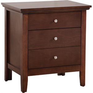Pemberly Row Engineered Wood Contemporary 3-Drawer Nightstand in Cappuccino