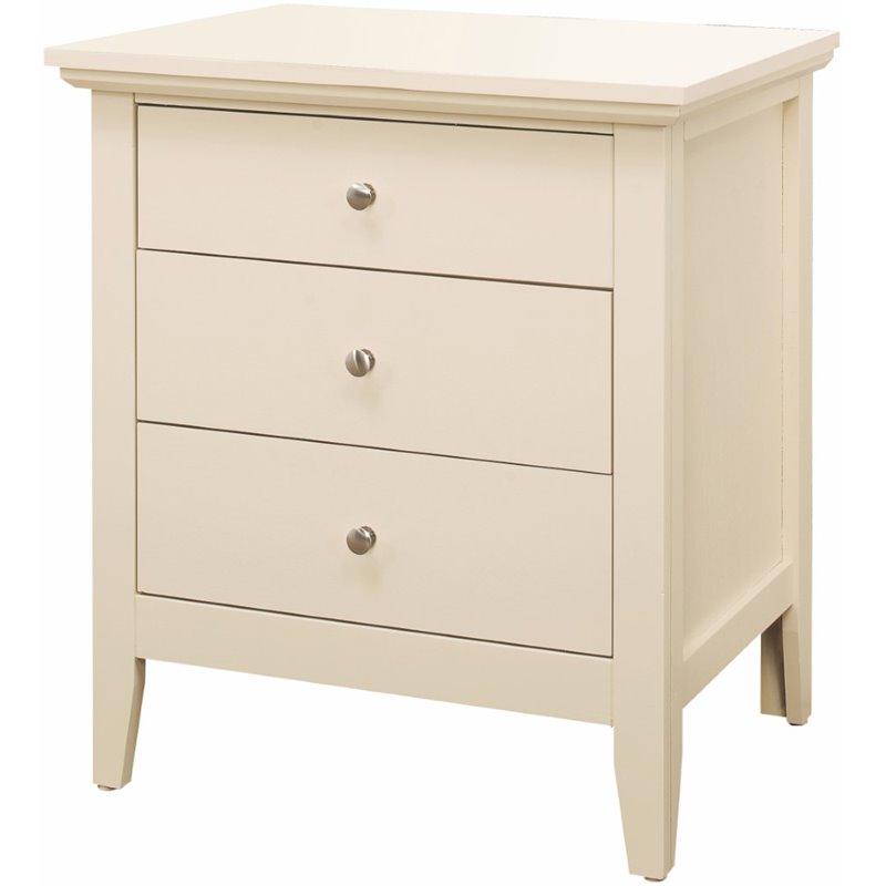 Pemberly Row Engineered Wood Contemporary 3-Drawer Nightstand in Beige