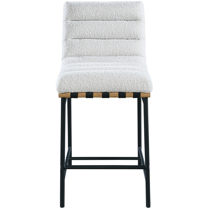 Pemberly Row Contemporary Cream Boucle Polyester Fabric Counter Stool