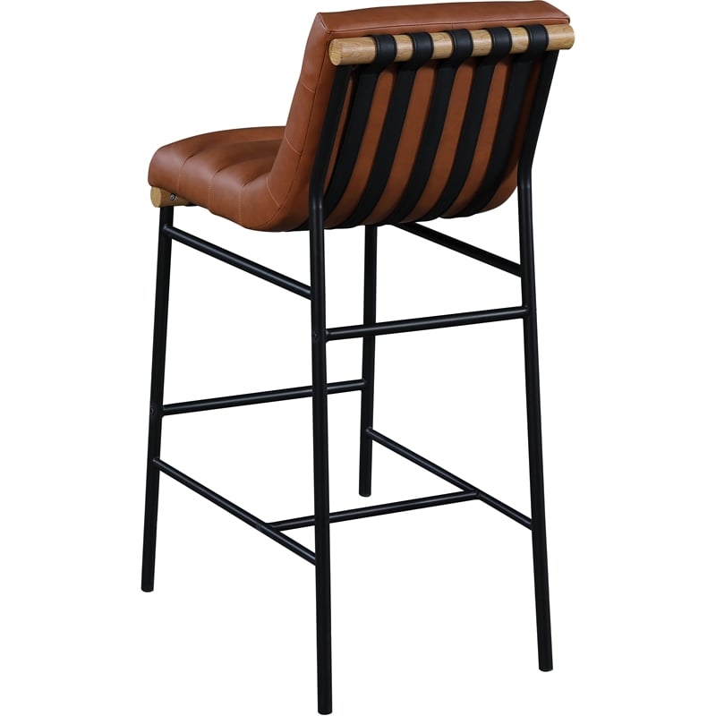 Pemberly Row Contemporary Soft Cognac Vegan Leather Bar Stool