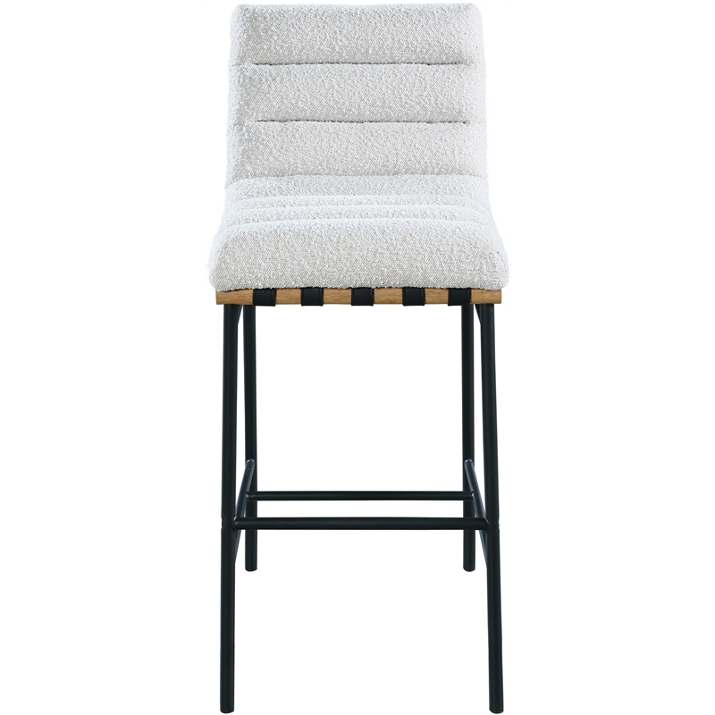 Pemberly Row Contemporary Cream Boucle Polyester Fabric Bar Stool