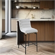 Pemberly Row Contemporary Cream Boucle Polyester Fabric Bar Stool