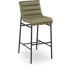Pemberly Row Contemporary Olive Green Vegan Leather Bar Stool
