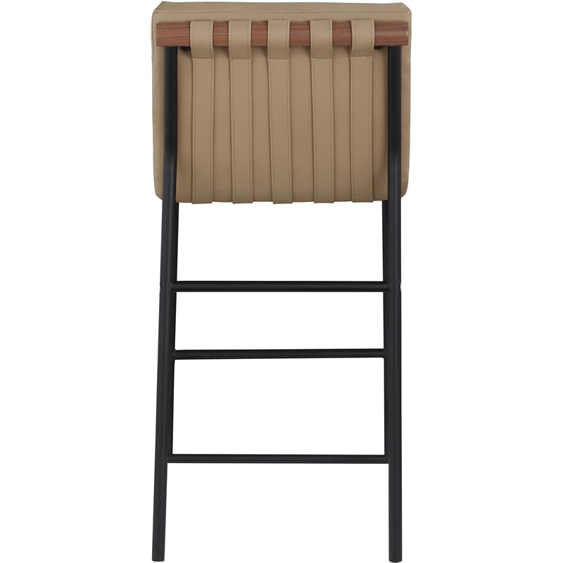 Pemberly Row Contemporary Soft Tan Vegan Leather Counter Stool