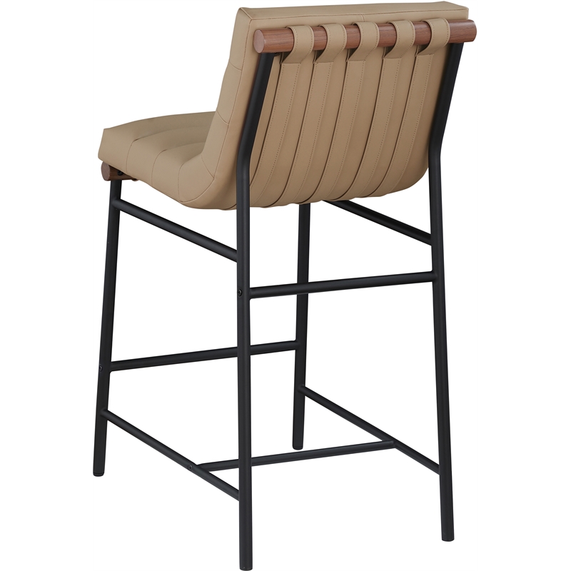 Pemberly Row Contemporary Soft Tan Vegan Leather Counter Stool
