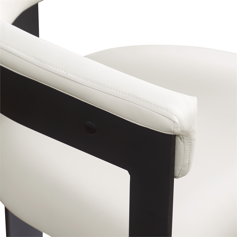 Pemberly Row Contemporary Cream Vegan Leather Dining Chair (Set of 2)