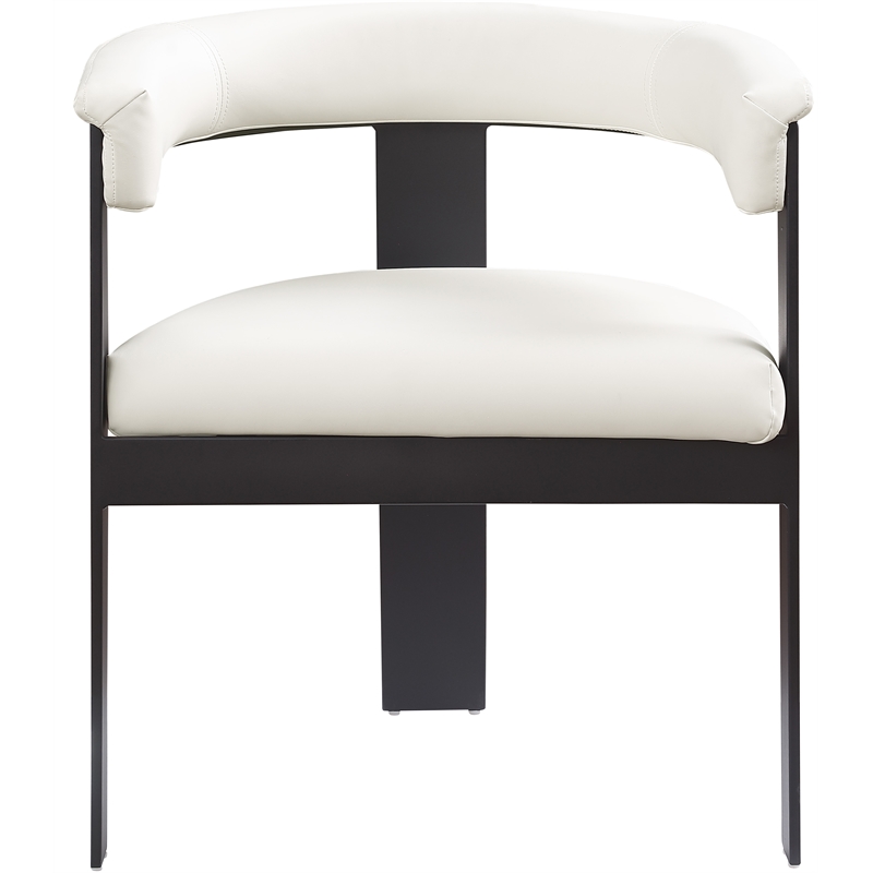 Pemberly Row Contemporary Cream Vegan Leather Dining Chair (Set of 2)