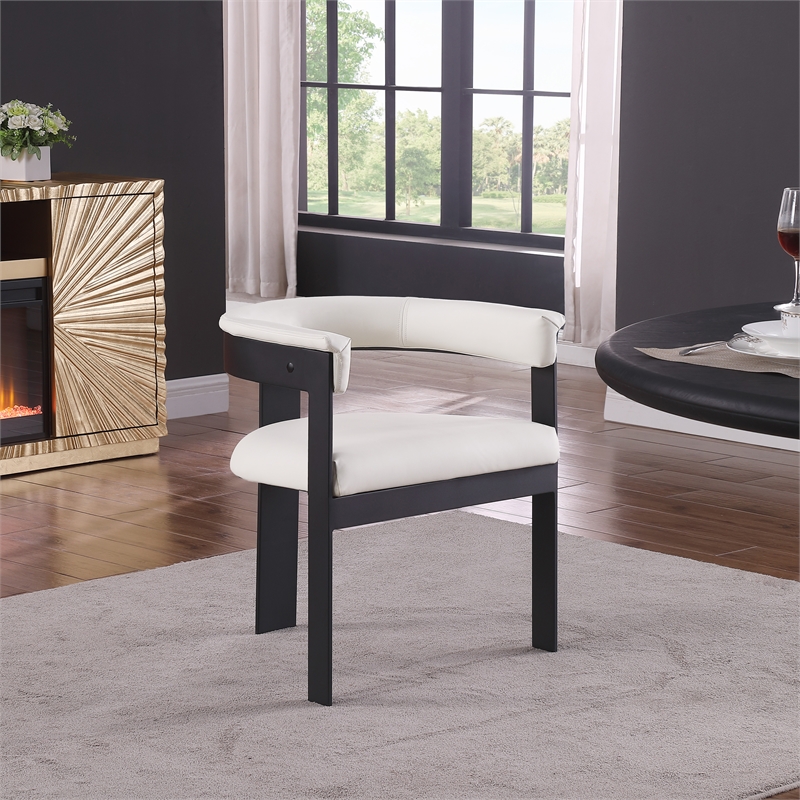 Pemberly Row Contemporary Cream Vegan Leather Dining Chair (Set of 2)