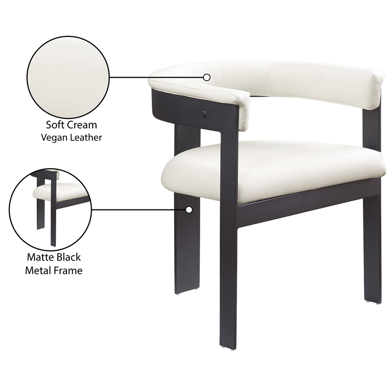Pemberly Row Contemporary Cream Vegan Leather Dining Chair (Set of 2)