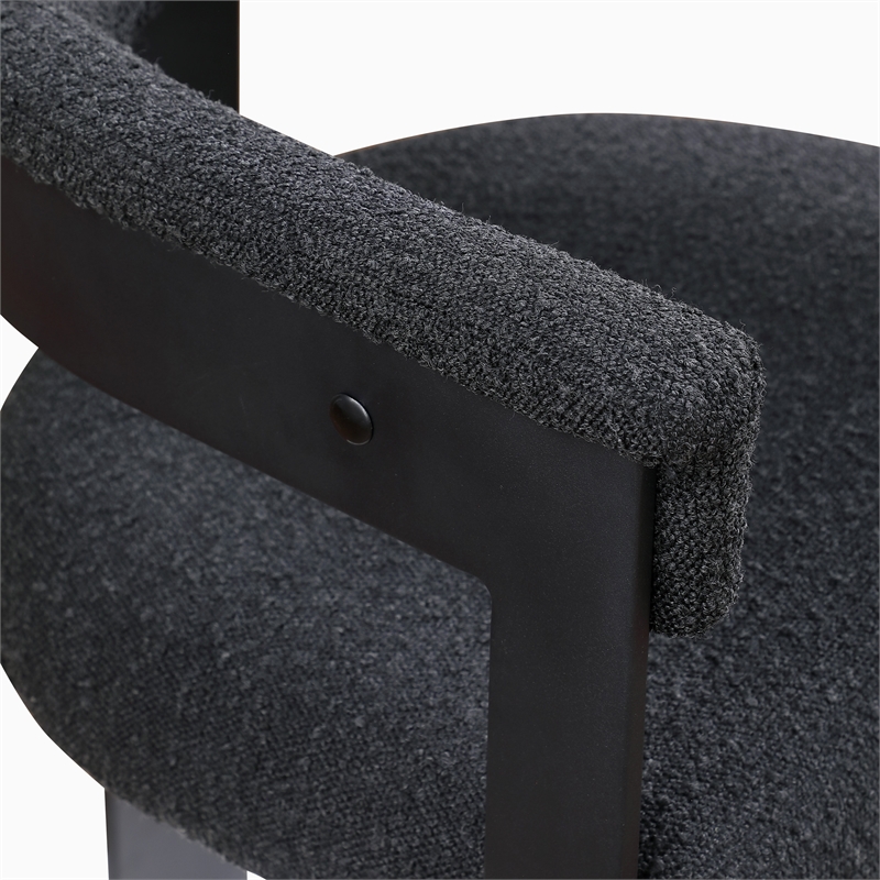 Pemberly Row Contemporary Black Boucle Fabric Dining Chair (Set of 2)