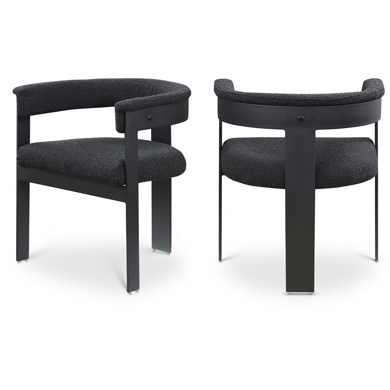 Pemberly Row Contemporary Black Boucle Fabric Dining Chair (Set of 2)