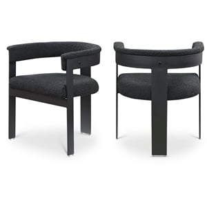 Pemberly Row Contemporary Black Boucle Fabric Dining Chair (Set of 2)