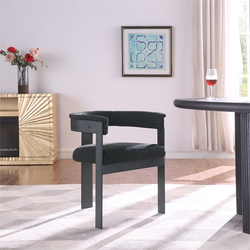 Pemberly Row Contemporary Black Boucle Fabric Dining Chair (Set of 2)