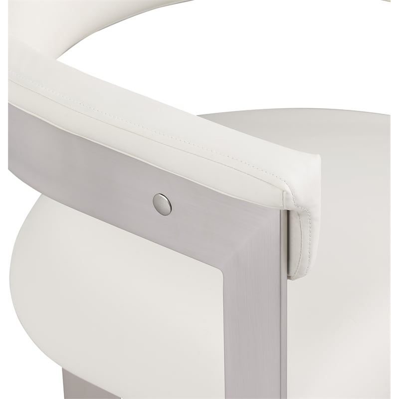 Pemberly Row Contemporary Cream Vegan Leather Dining Chair (Set of 2)