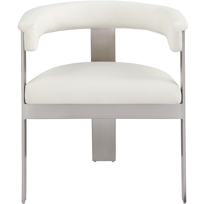 Pemberly Row Contemporary Cream Vegan Leather Dining Chair (Set of 2)