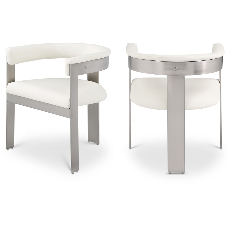 Pemberly Row Contemporary Cream Vegan Leather Dining Chair (Set of 2)
