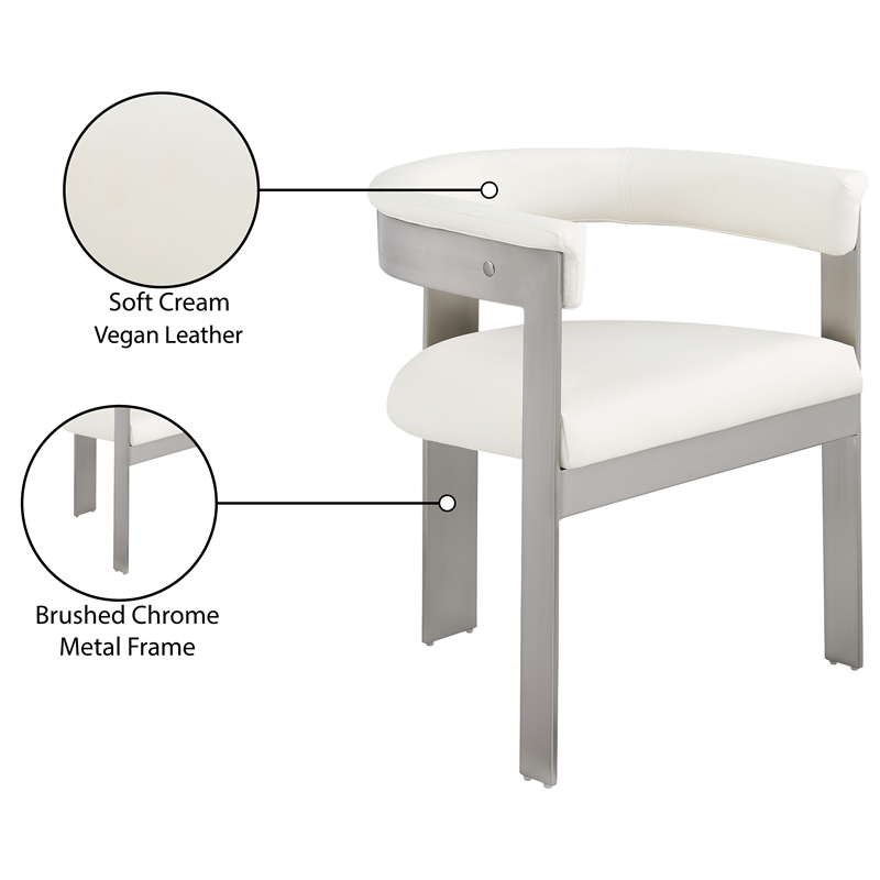 Pemberly Row Contemporary Cream Vegan Leather Dining Chair (Set of 2)