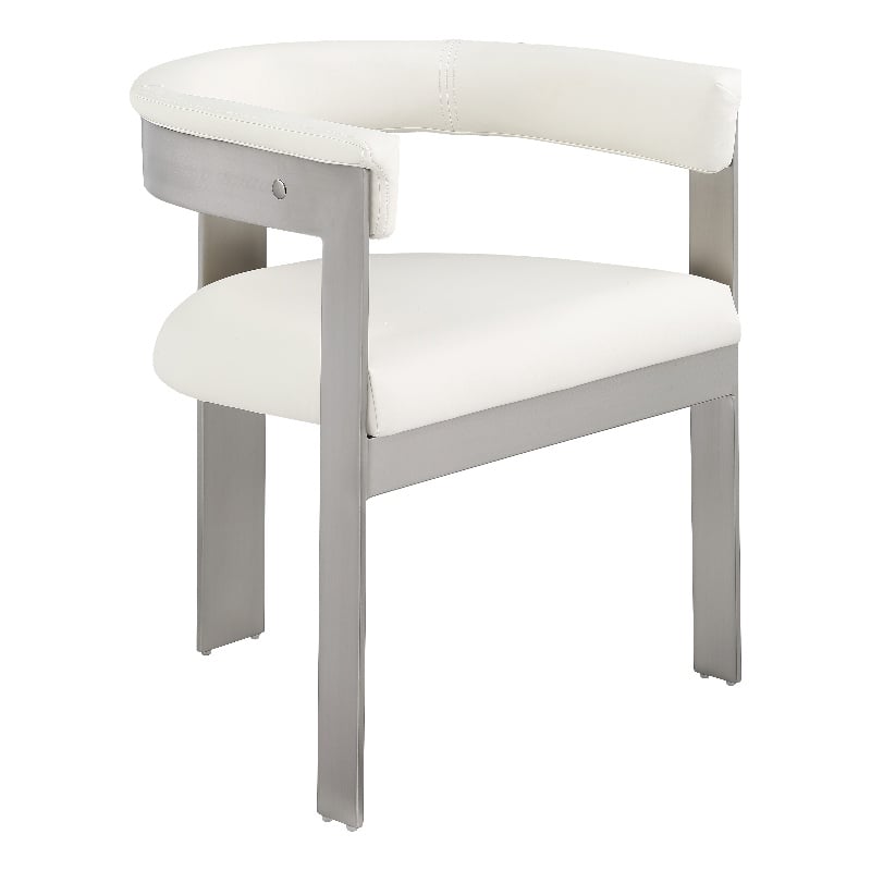 Pemberly Row Contemporary Cream Vegan Leather Dining Chair (Set of 2)