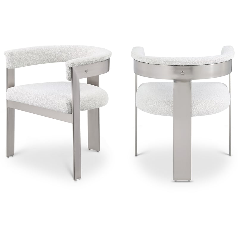 Pemberly Row Contemporary Cream Boucle Fabric Dining Chair (Set of 2)