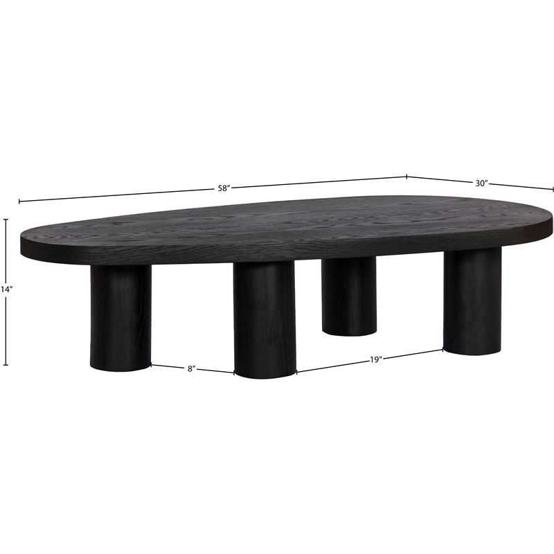 Pemberly Row Engineered Wood Contemporary Black Coffee Table