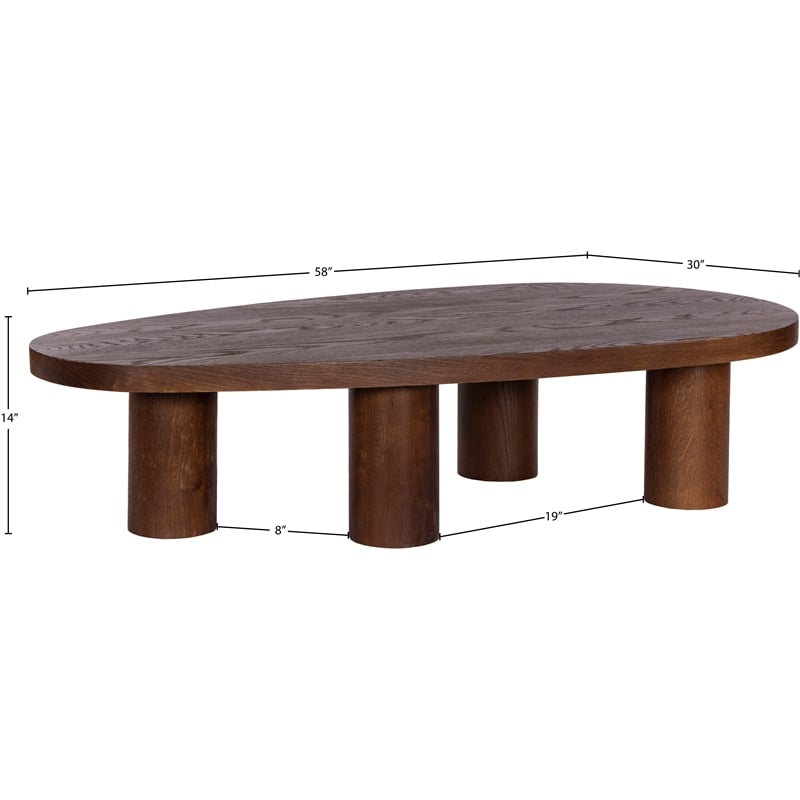 Pemberly Row Engineered Wood Contemporary Brown Coffee Table