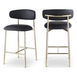 Pemberly Row Contemporary Black Vegan Leather Counter Stool (Set of 2)