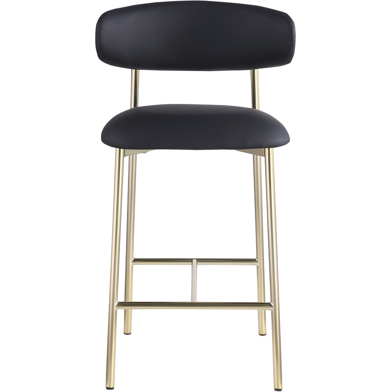 Pemberly Row Contemporary Black Vegan Leather Counter Stool (Set of 2)