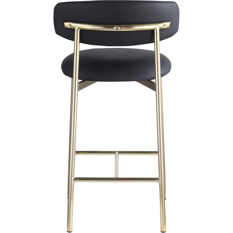 Pemberly Row Contemporary Black Vegan Leather Counter Stool (Set of 2)