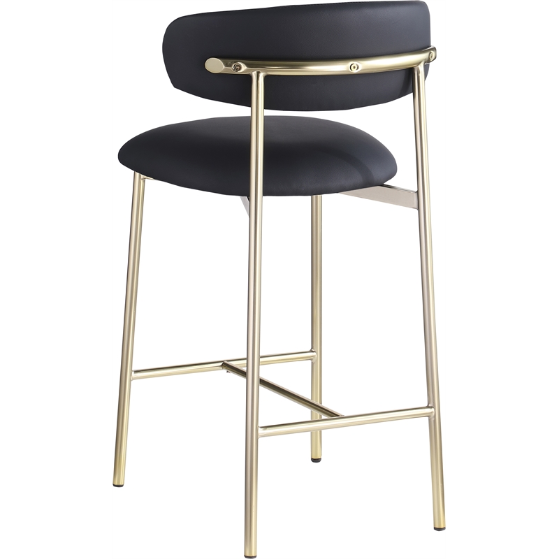 Pemberly Row Contemporary Black Vegan Leather Counter Stool (Set of 2)