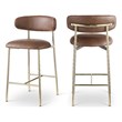 Pemberly Row Contemporary Brown Vegan Leather Counter Stool (Set of 2)