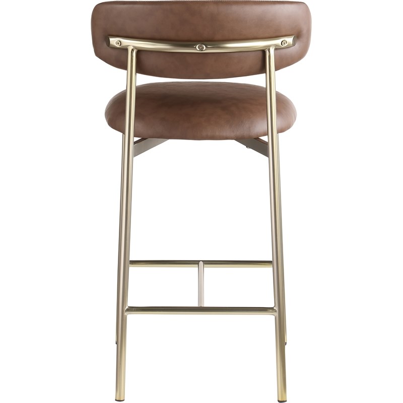 Pemberly Row Contemporary Brown Vegan Leather Counter Stool (Set of 2)