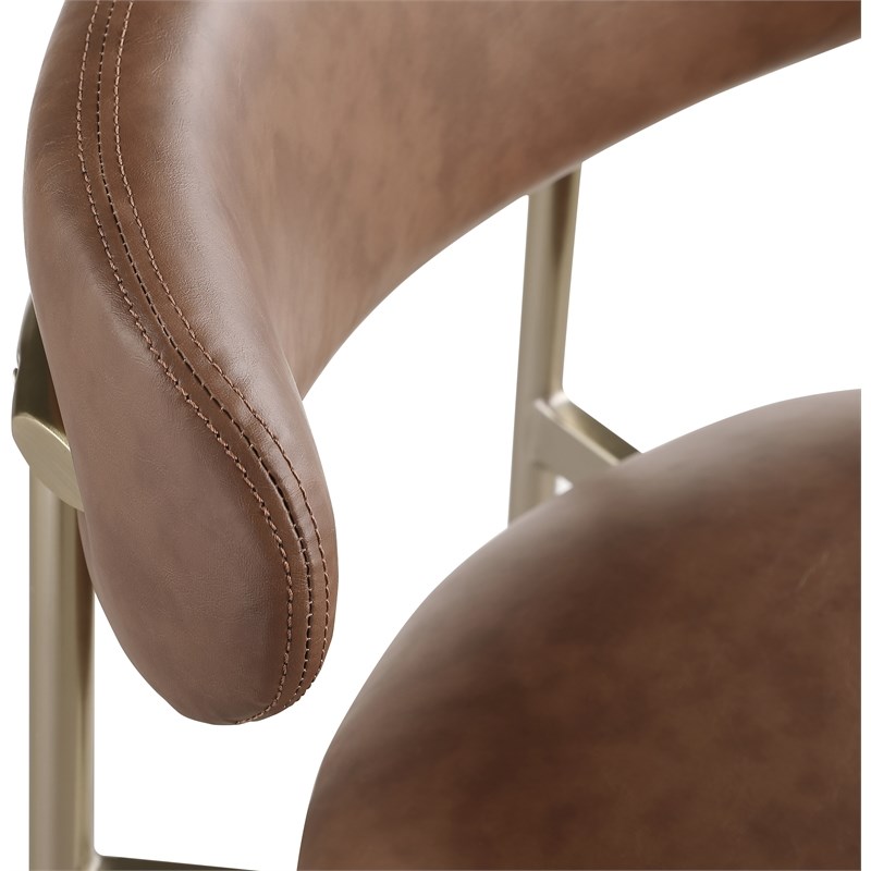 Pemberly Row Contemporary Brown Vegan Leather Counter Stool (Set of 2)