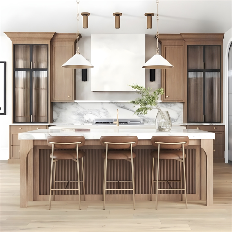 Pemberly Row Contemporary Brown Vegan Leather Counter Stool (Set of 2)