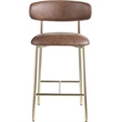 Pemberly Row Contemporary Brown Vegan Leather Counter Stool (Set of 2)