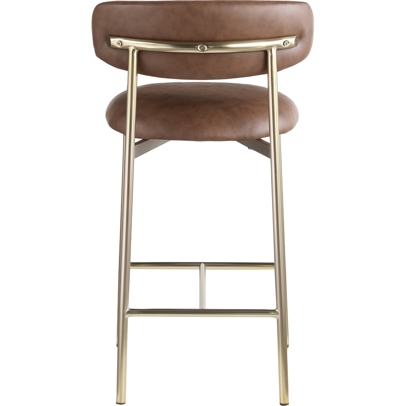Pemberly Row Contemporary Brown Vegan Leather Counter Stool (Set of 2)