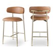 Pemberly Row Contemporary Cognac Vegan Leather Counter Stool (Set of 2)