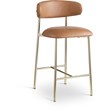 Pemberly Row Contemporary Cognac Vegan Leather Counter Stool (Set of 2)