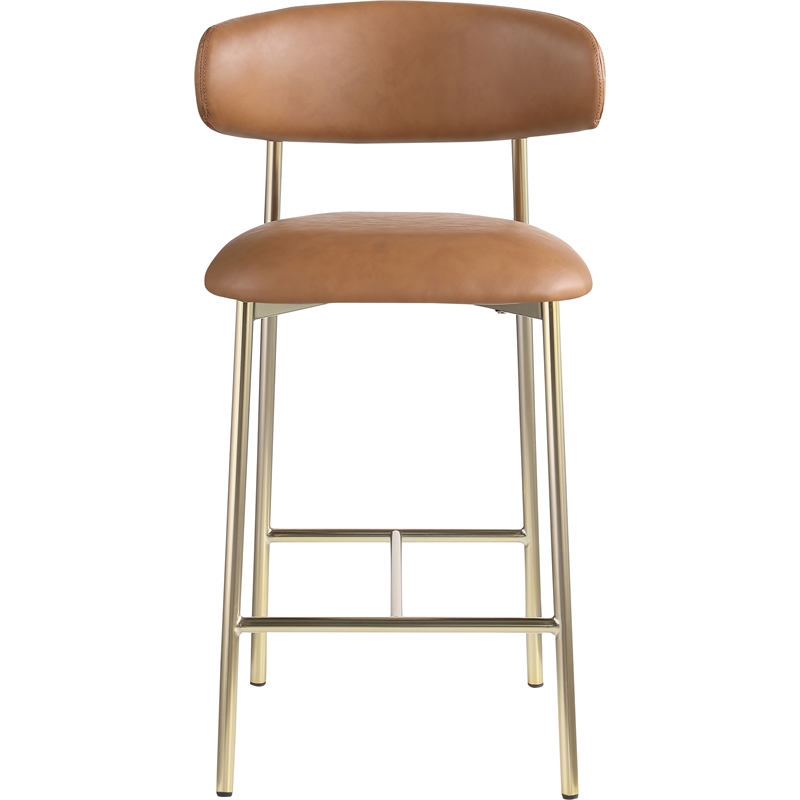 Pemberly Row Contemporary Cognac Vegan Leather Counter Stool (Set of 2)