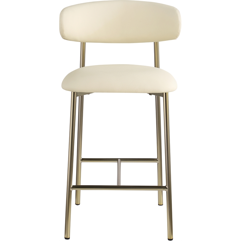 Pemberly Row Contemporary Cream Vegan Leather Counter Stool (Set of 2)