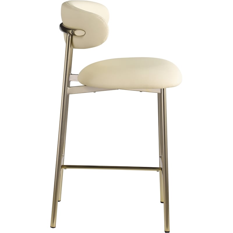 Pemberly Row Contemporary Cream Vegan Leather Counter Stool (Set of 2)