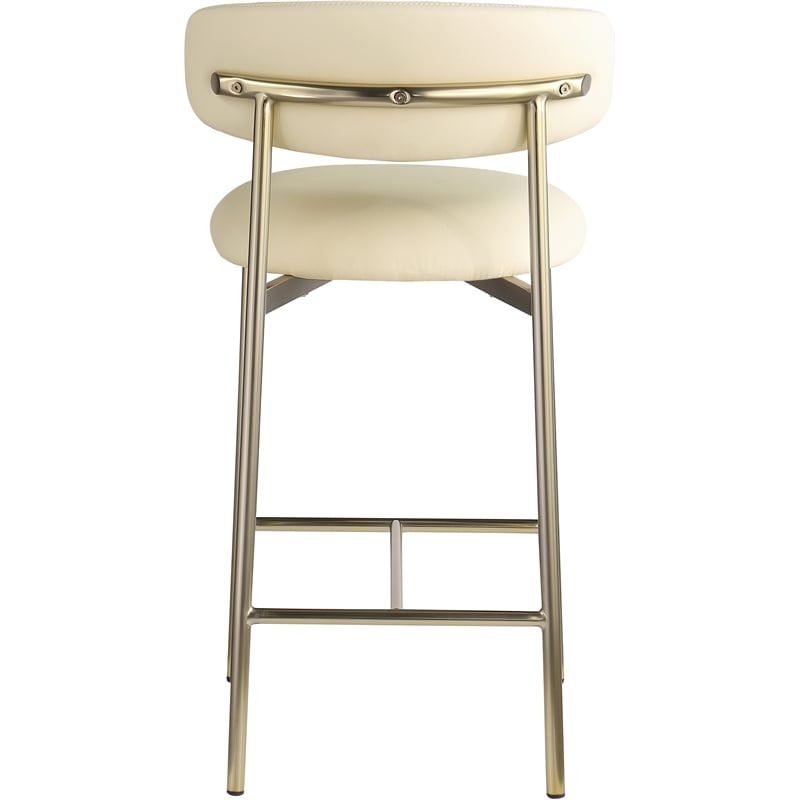 Pemberly Row Contemporary Cream Vegan Leather Counter Stool (Set of 2)