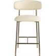 Pemberly Row Contemporary Cream Vegan Leather Counter Stool (Set of 2)