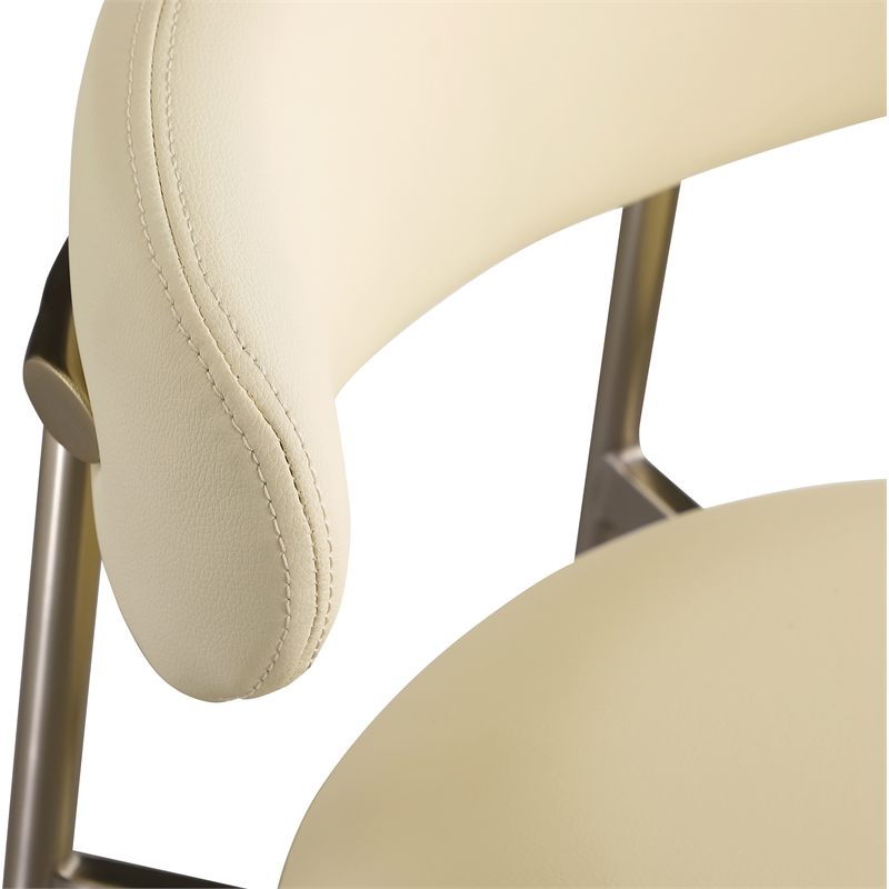 Pemberly Row Contemporary Cream Vegan Leather Counter Stool (Set of 2)