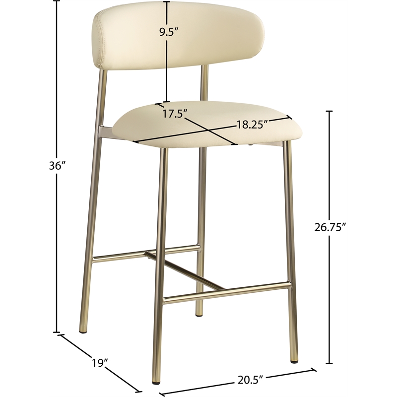 Pemberly Row Contemporary Cream Vegan Leather Counter Stool (Set of 2)