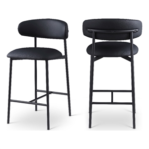 Pemberly Row Contemporary Black Vegan Leather Counter Stool (Set of 2)