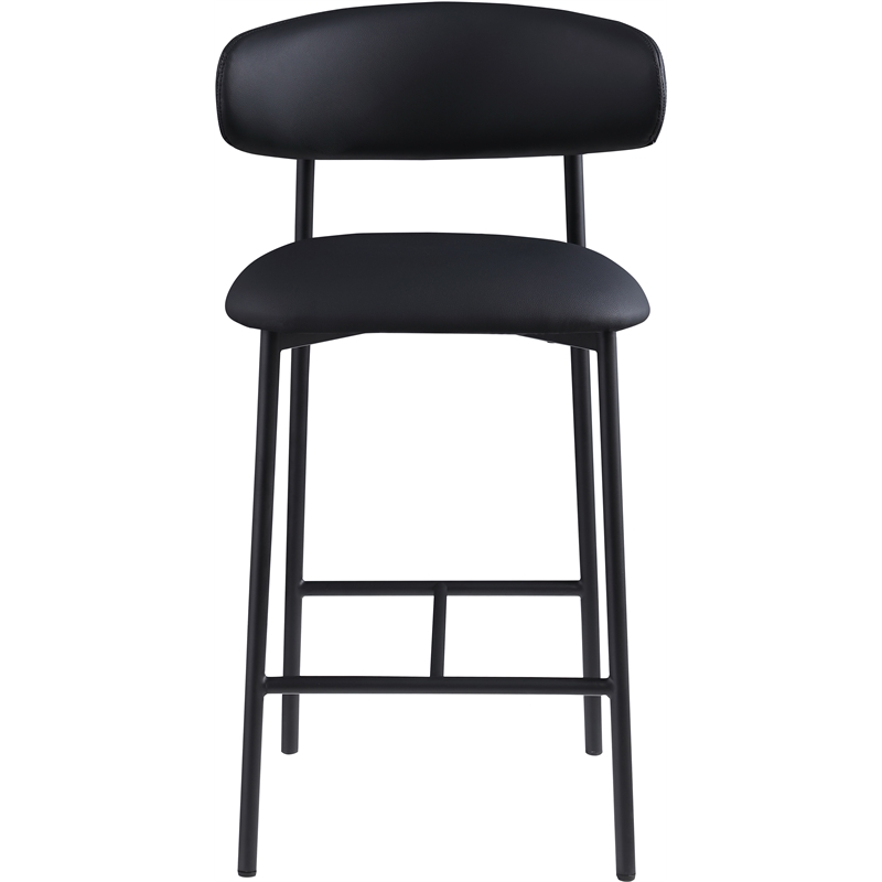 Pemberly Row Contemporary Black Vegan Leather Counter Stool (Set of 2)